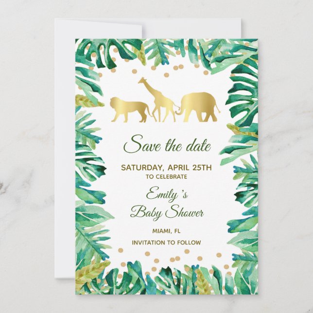 Save The Date Sauver la date Animaux de la jungle Safari botaniq (Devant)