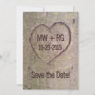 Save The Date Sauver la Date, Annonce de Cœur Gravé dans l'Arbre