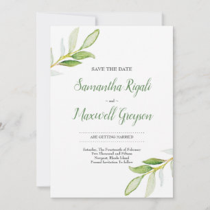 Save The Date Sauver la date Aquarelle Verdure