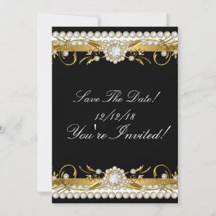 Save The Date Sauver la Date Diamant Or Noir Toutes Occasions