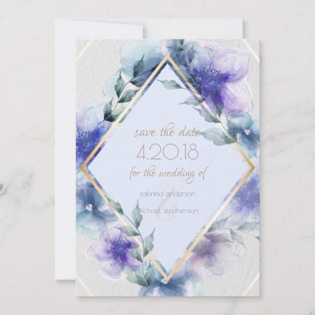 Save The Date Sauver la Date | Fleurs de peinture à l'eau transl (Devant)