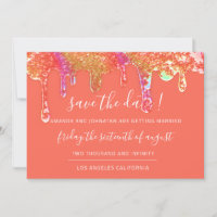 Sauver la date gouttes holographiques orange bonbo