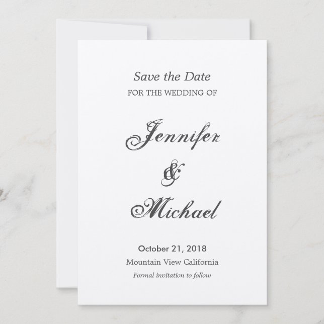 Save The Date Sauver la date mariage écriture unique classique (Devant)