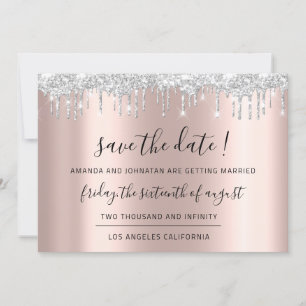 Save The Date Sauver la date Rose noire Gris argenté Gris