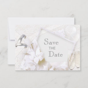 Save The Date Sauvez la date Anneaux de mariage & Flûtes à champ