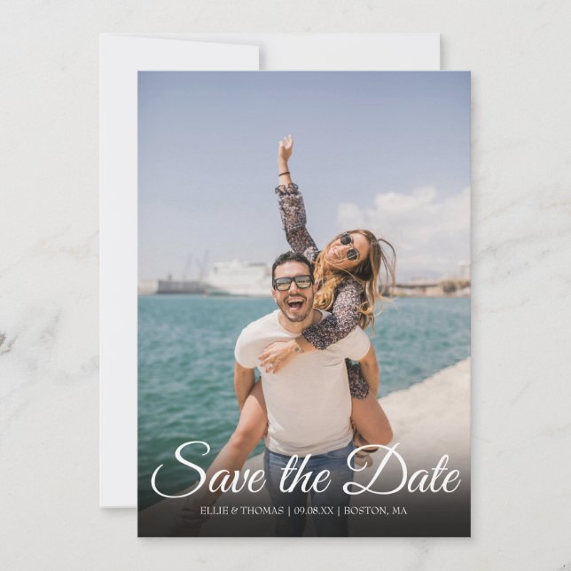 Save The Date Sauvez la date Écriture élégante Simple Photo (Devant)