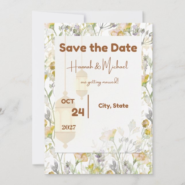 Save The Date Sauvez la date Fleurs de campagne  (Devant)