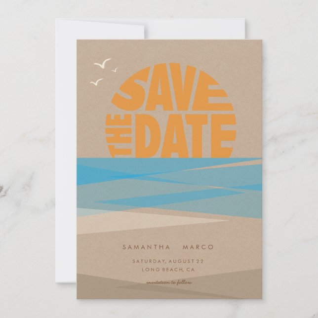 Save The Date Sauvez la date, mariage sur la plage (Devant)