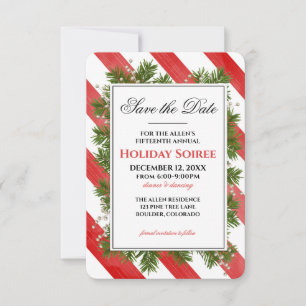 Save The Date Sauvez la fête des fêtes Pine & Stripes 