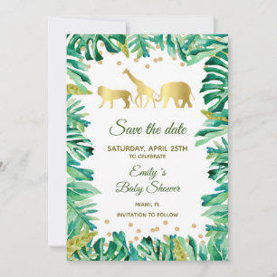 Save The Date Sauvez le safari botanique d'animaux de jungle de