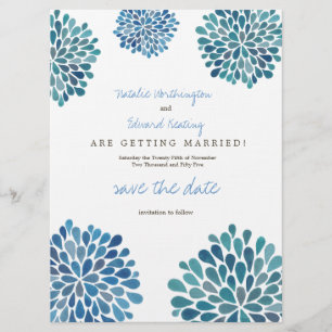 Save The Date Sauvez les fleurs bleues de toile de pétale de