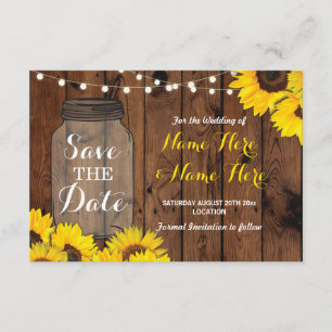 Save The Date Sauvez l'invitation en bois de tournesols de pot