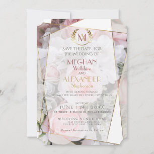 Save The Date "Save the date" pour mariage Rose géométrique mo