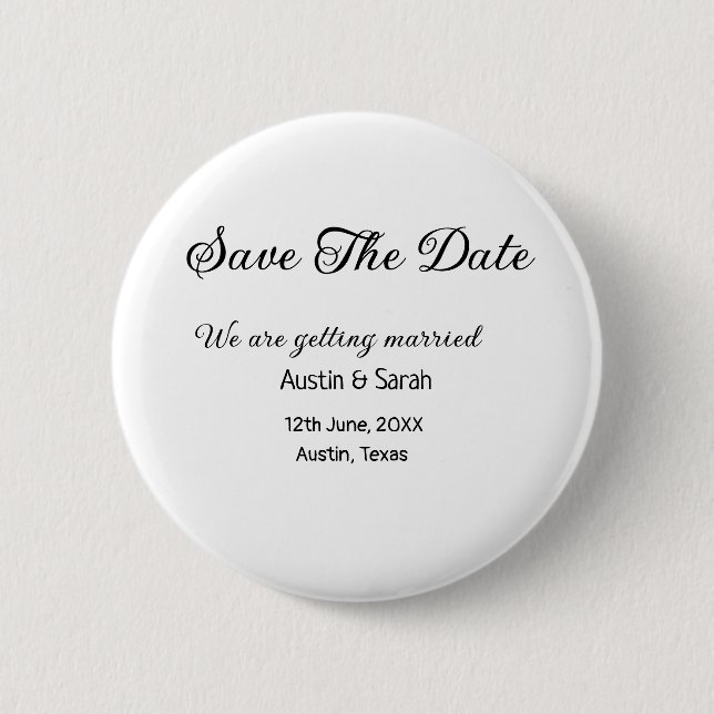 Save the Date scannen QR Hochzeitswebsite Moderner Button (Vorderseite)