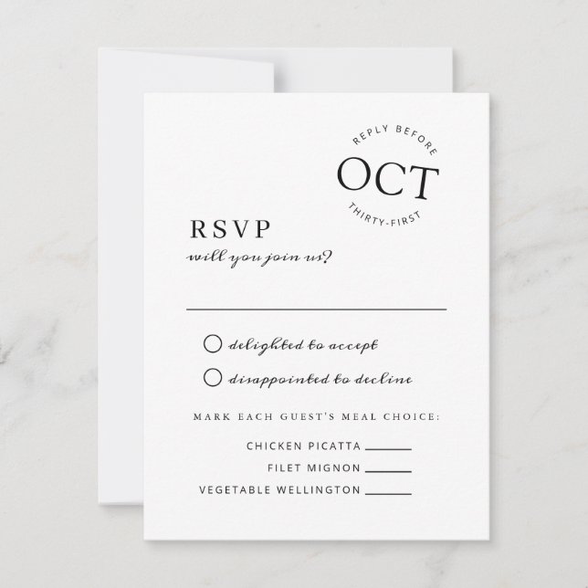 Save The Date Sceau de date moderne Mariage noir et blanc RSVP (Devant)