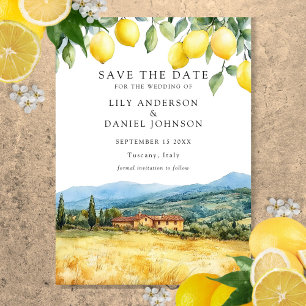 Save The Date Scène toscane de mariage italien aux citrons