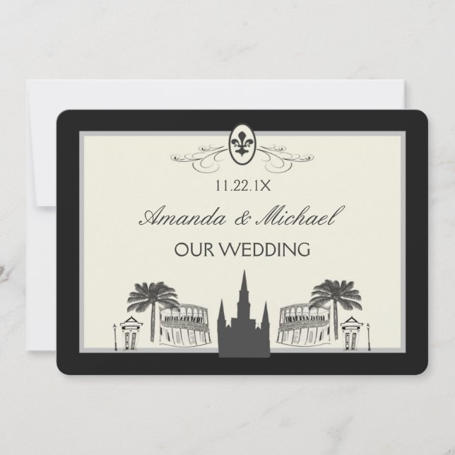 Save The Date Scènes de la Nouvelle-Orléans noir et blanc Enregi (Devant)