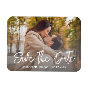 Save the Date schicke, weiße Handschrift Foto Magnet