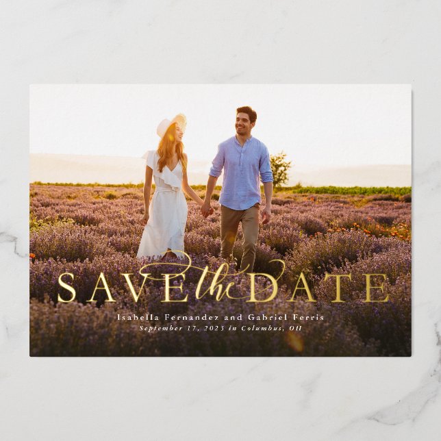 Save the Date schlicht, horizontal ein Foto Folieneinladung (Vorderseite)
