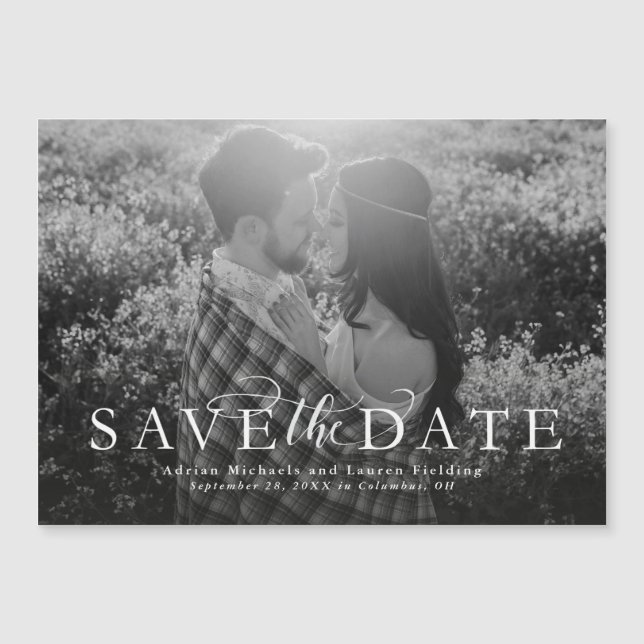 Save the Date schlichter, eleganter Ein-Foto-Magne Magnetkarte (Vorderseite)