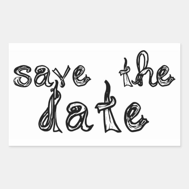 Save the Date Schriftart schwarz-weiß Aufkleber (Vorderseite)