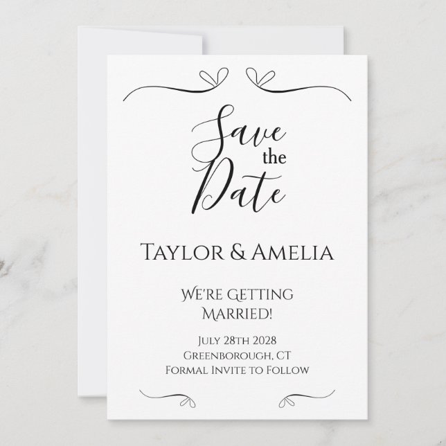 Save the Date Schwarz/Weiß (Vorderseite)