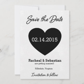 Save the Date Schwarz-Weiß-Herzkarte Einladung