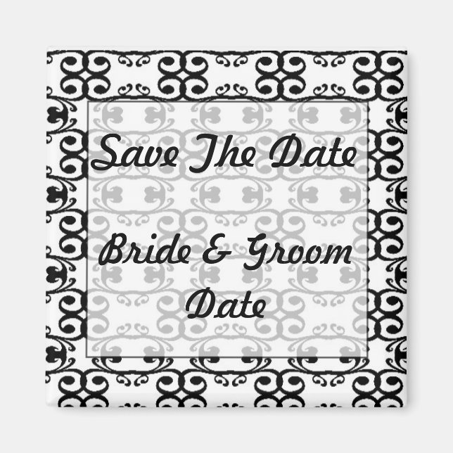 Save the Date Schwarz-Weiß-Hochzeitsmagnete Magnet (Vorne)