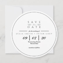 Save the Date Schwarz-Weiß-Runde-Einladung