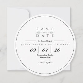 Save the Date Schwarz-Weiß-Runde-Einladung Einladung