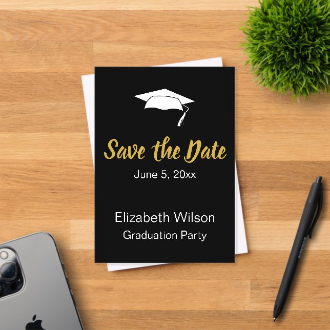 Save the Date Schwarz-weiße Gold Graduation Party Acryleinladungen (Insitu (Einladungskarte))