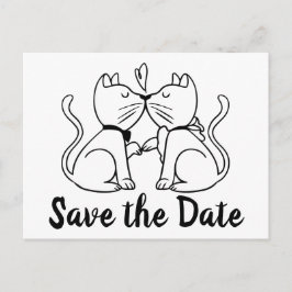 Save the Date Schwarz-weiße Hochzeitskatzen Verlob Postkarte