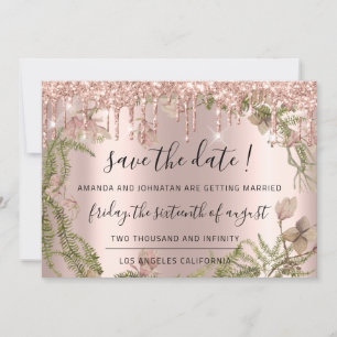 Save the Date Schwarze Rose Blumenwaldland Tropfen