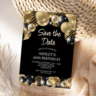 Save the Date Schwarzes Gold 40. Geburtstag Einladung