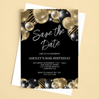 Save the Date Schwarzes Gold 60. Geburtstag Einladung