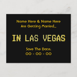 Save the Date. Schwarzes u. Gelb.  Las Vegas Ankündigungspostkarte