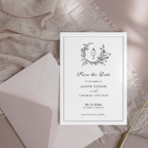 Save the Date Schwarzweiß-Wappen-Karte