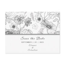 "Save the Date" Schwarzweißmuster der Blume