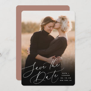 Save The Date Script balayé par vent   Photo verticale