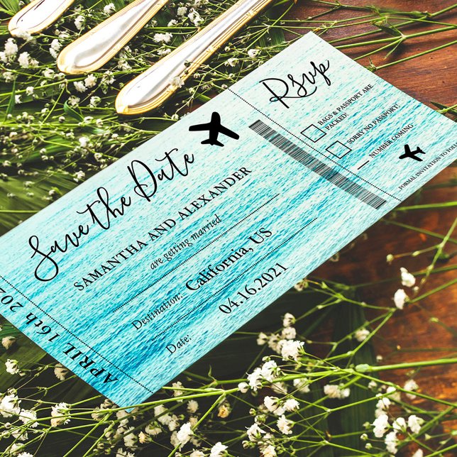 Save the date script beach plane boarding pass (Von Creator hochgeladen)