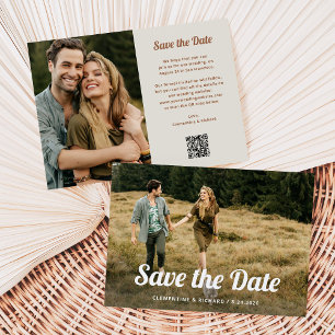 Save The Date Script Boho   Deux photos et code QR
