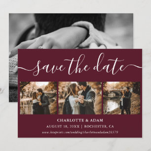 Save The Date Script Burgundy Photo Mariage Enregistrer Les Cart
