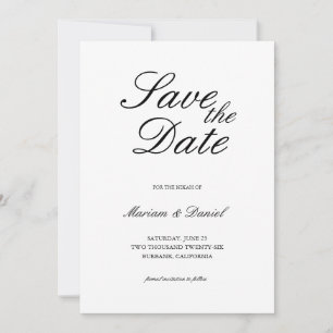 Save The Date Script classique élégant noir blanc Mariage islami