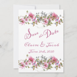 Save The Date Script d'aquarelle rose romantique