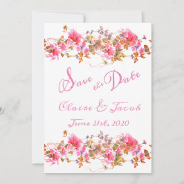 Save The Date Script d'aquarelle rose vif romantique