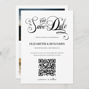 Save The Date Script de calligraphie minimaliste QR Code 3 Photo