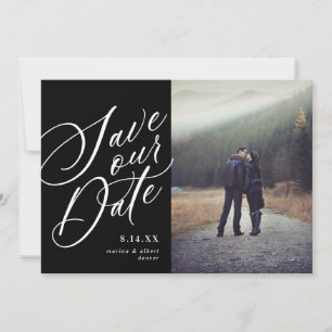 Save The Date Script de calligraphie   Noir   Photo