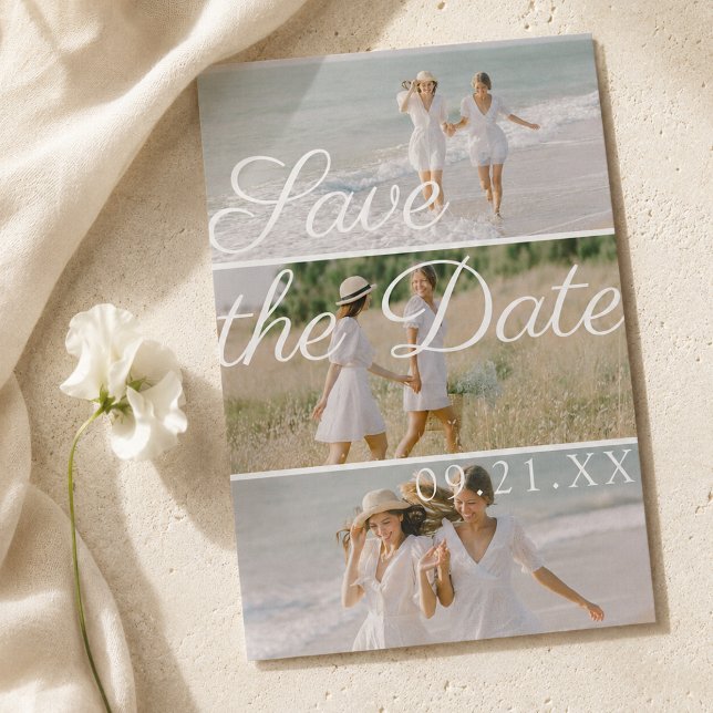 Save The Date Script de collage photo éditorial trois (Editorial Three Photo Collage Script Save The Date
)
