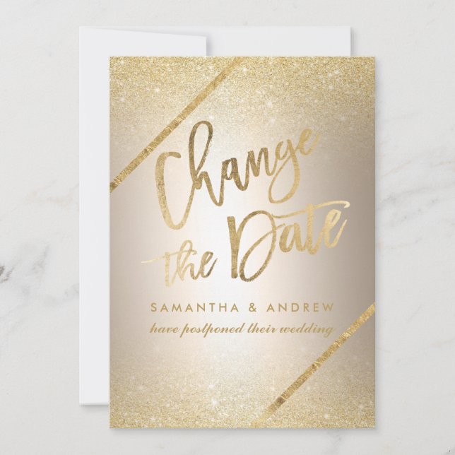 Save The Date Script de parties scintillant or chic métallique m (Devant)