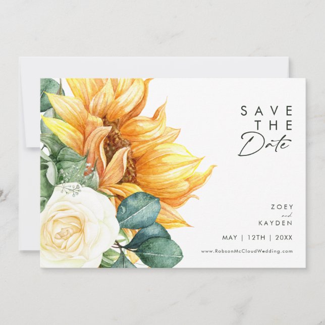 Save The Date Script de tournesol de pays en gras | horizontal (Devant)